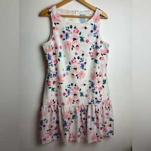 CeCe Midi Dress 8 Floral pleated Hem Cottage  Sheer old money Resort Vacation